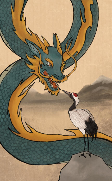 [ OC ] The Dragon and the Crane